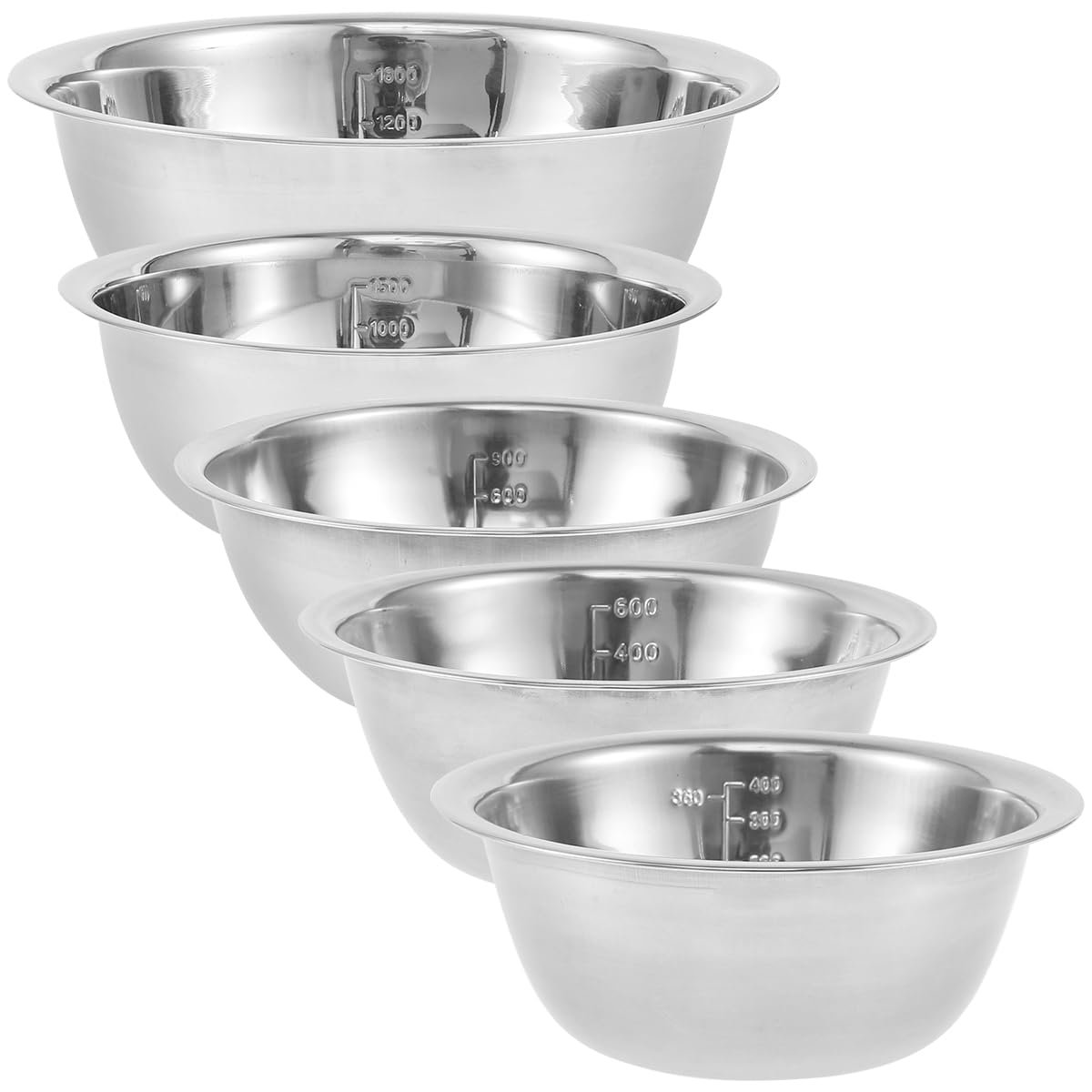 5-Piece Stainless Steel Mixing Bowl Set for Baking, Salad, Dough & Food Prep - Nesting Design with V1107-CS-BXGWTZ