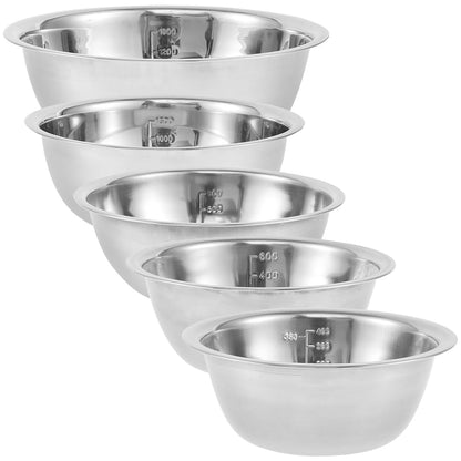 5-Piece Stainless Steel Mixing Bowl Set for Baking, Salad, Dough & Food Prep - Nesting Design with V1107-CS-BXGWTZ