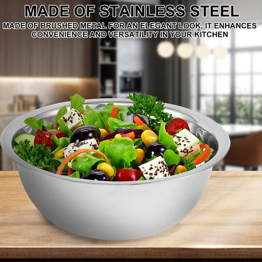 5-Piece Stainless Steel Mixing Bowl Set for Baking, Salad, Dough & Food Prep - Nesting Design with V1107-CS-BXGWTZ