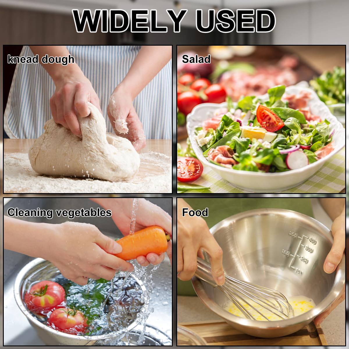5-Piece Stainless Steel Mixing Bowl Set for Baking, Salad, Dough & Food Prep - Nesting Design with V1107-CS-BXGWTZ