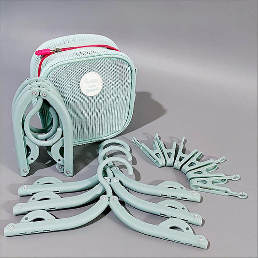 Foldable Travel Hangers with Storage Bag - 10-Piece Compact Clothes Hanger Set for Hotel, Dorm & Home Use V1107-CS-BXSLYJ