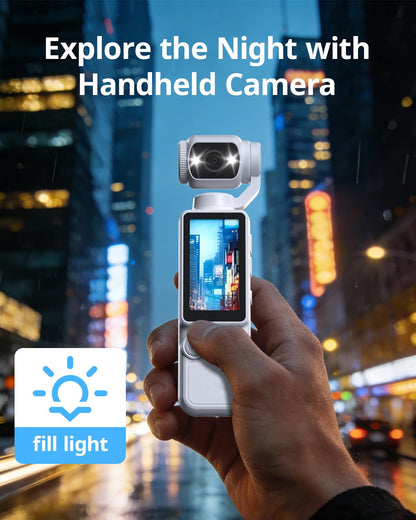Handheld Pocket Camera - 2.5K UHD, 180 degrees Rotating Lens, Fill Light, 2000mAh Battery, No App Needed, V1107-CS-BXSSXJB
