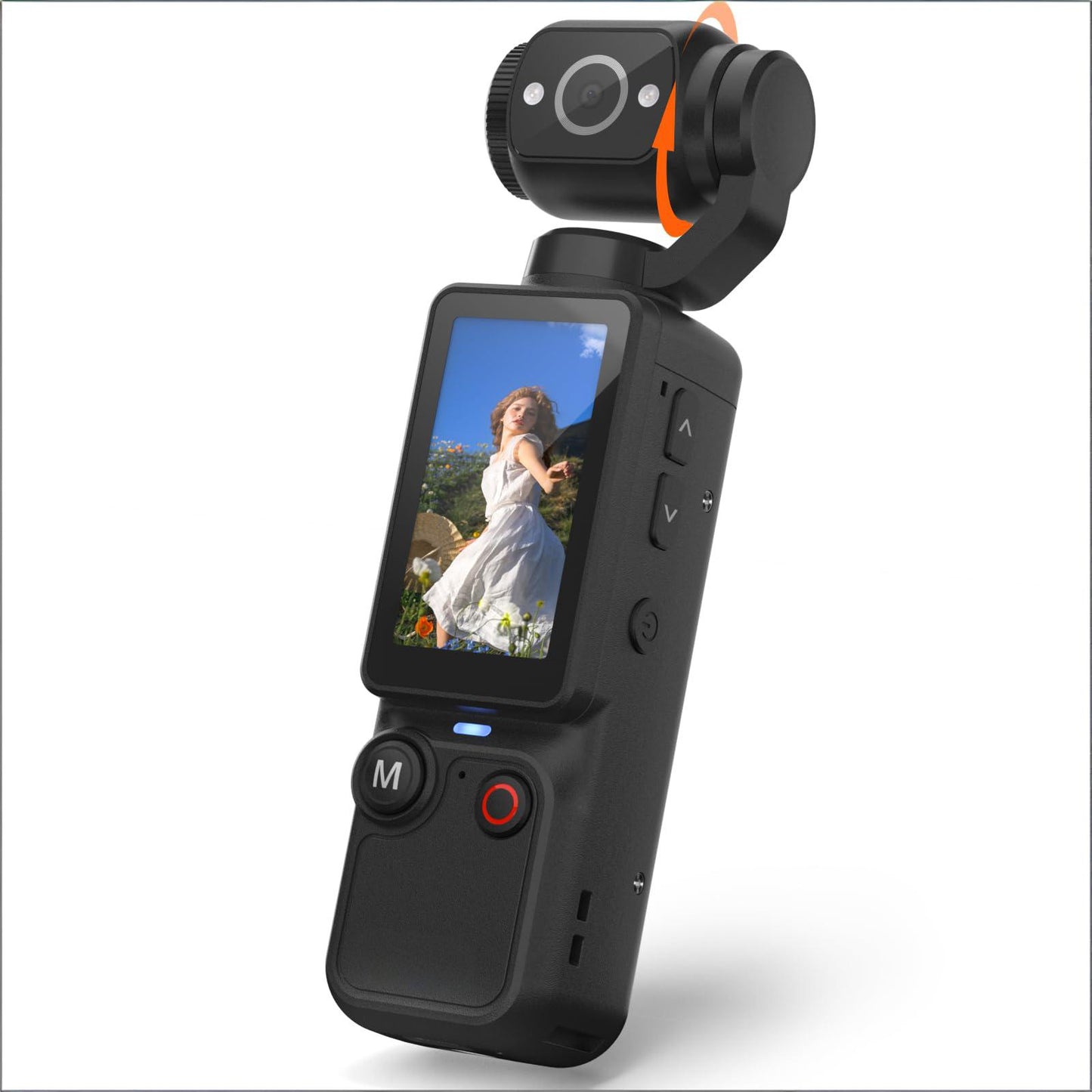 Handheld Pocket Camera - 2.5K UHD, 180 degrees Rotating Lens, Fill Light, 2000mAh Battery, No App Needed, V1107-CS-BXSSXJH