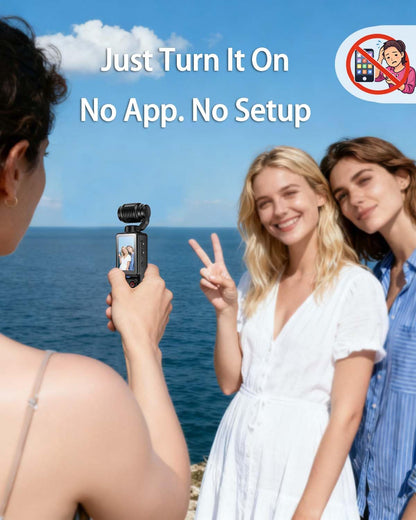 Handheld Pocket Camera - 2.5K UHD, 180 degrees Rotating Lens, Fill Light, 2000mAh Battery, No App Needed, V1107-CS-BXSSXJH