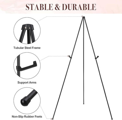 Portable Folding Metal Tripod Easel for Wedding Signs, Posters & Art Displays - Adjustable Height, Non-Slip V1107-CS-BXSZJ
