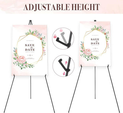 Portable Folding Metal Tripod Easel for Wedding Signs, Posters & Art Displays - Adjustable Height, Non-Slip V1107-CS-BXSZJ