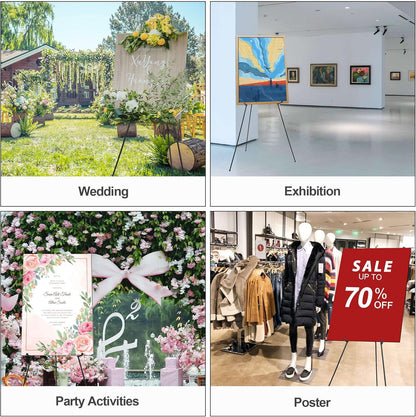 Portable Folding Metal Tripod Easel for Wedding Signs, Posters & Art Displays - Adjustable Height, Non-Slip V1107-CS-BXSZJ