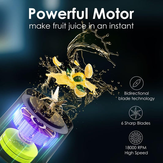 Portable Blender with 360W Motor - Wireless 24oz Juicer, USB-C Rechargeable, Self-Cleaning, 6-Blade, BPA-Free V1107-CS-BXSZZJCH