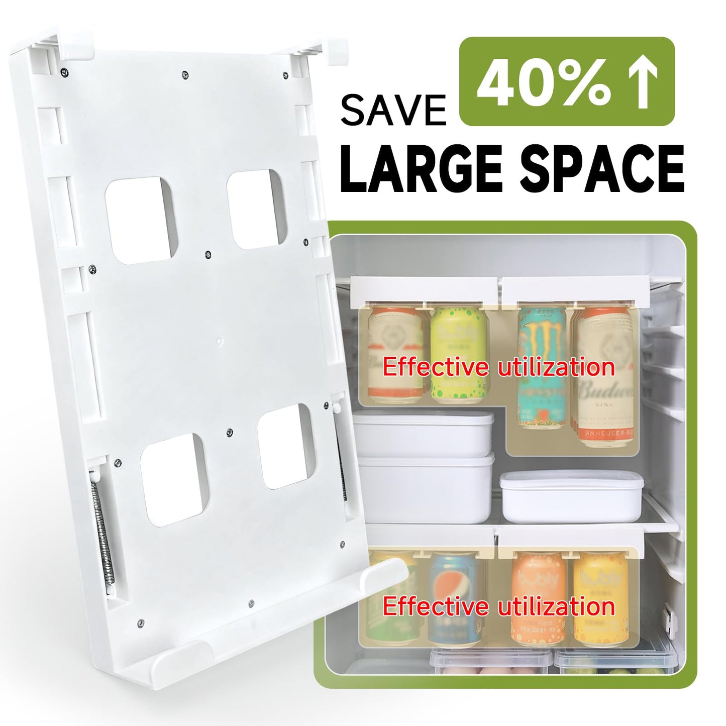 2-Pack Refrigerator Can Organizer - Hanging Soda & Beer Rack, Space-Saving Shelf for Fridge, Holds 8 Cans, V1107-CS-BXXGSZWJ