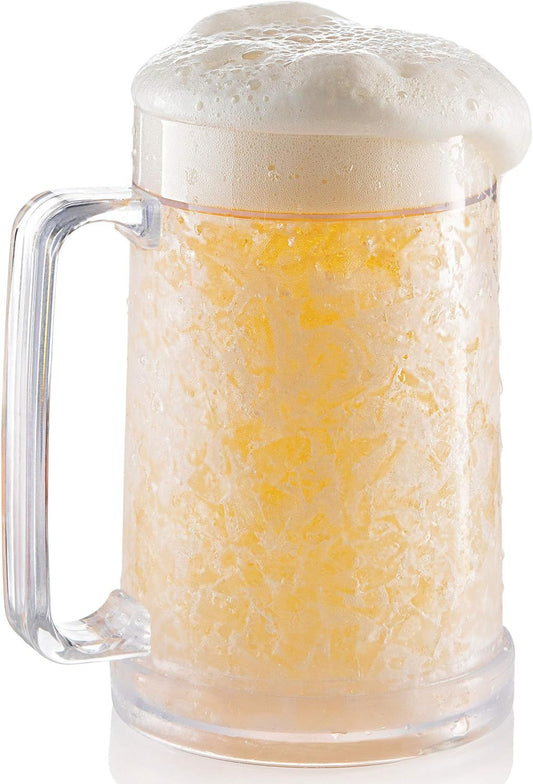 Double Wall Freezable Beer Mug, No-Ice Insulated Cup for Summer BBQs & Parties (Clear) V1107-CS-BZZBJCB