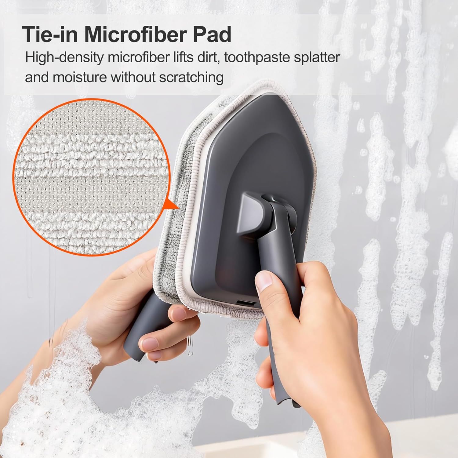 3-in-1 Extendable Cleaning System with Rotatable Head, Stiff Bristle Brush, Microfiber Pad, and Scouring V1107-CS-CBYSS