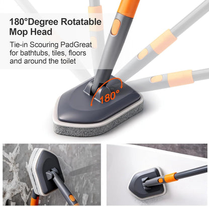 3-in-1 Extendable Cleaning System with Rotatable Head, Stiff Bristle Brush, Microfiber Pad, and Scouring V1107-CS-CBYSS