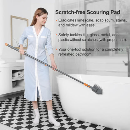 3-in-1 Extendable Cleaning System with Rotatable Head, Stiff Bristle Brush, Microfiber Pad, and Scouring V1107-CS-CBYSS