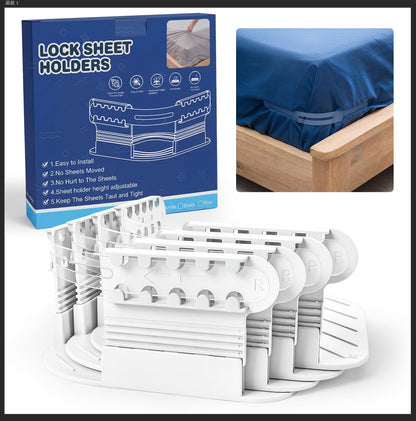 4-Piece Bed Sheet Holders Set - Adjustable No-Pin Fitted Sheet Clips for Mattress Corners, Prevents Sliding V1107-CS-CDGDQ