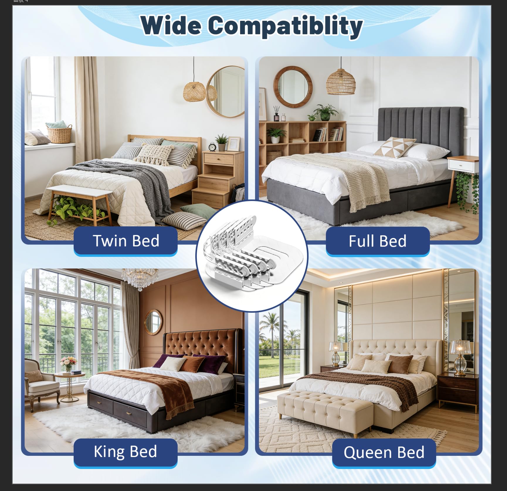 4-Piece Bed Sheet Holders Set - Adjustable No-Pin Fitted Sheet Clips for Mattress Corners, Prevents Sliding V1107-CS-CDGDQ