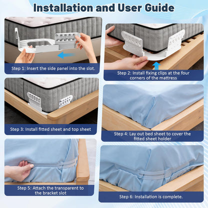 4-Piece Bed Sheet Holders Set - Adjustable No-Pin Fitted Sheet Clips for Mattress Corners, Prevents Sliding V1107-CS-CDGDQ