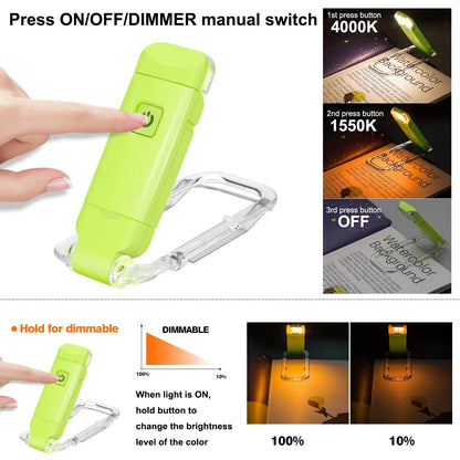 Rechargeable LED Book Light with Dimmable Warm White & Amber Modes - USB-Powered Clip-On Reading Lamp for V1107-CS-CDJSDL