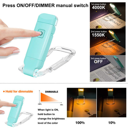 Rechargeable LED Book Light with Dimmable Warm White & Amber Modes - USB-Powered Clip-On Reading Lamp for V1107-CS-CDJSDLA
