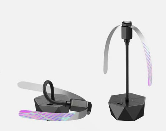 Rechargeable Anti-Fly Fan for Table - Foldable Holographic Blade Insect Repeller with Soft-Stop Safety, USB V1107-CS-CDQWQ
