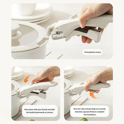 Removable Pot Handle with Quick-Release Clip - Universal Kitchen Cookware Handle Replacement for Pans and V1107-CS-CFGJWJJ