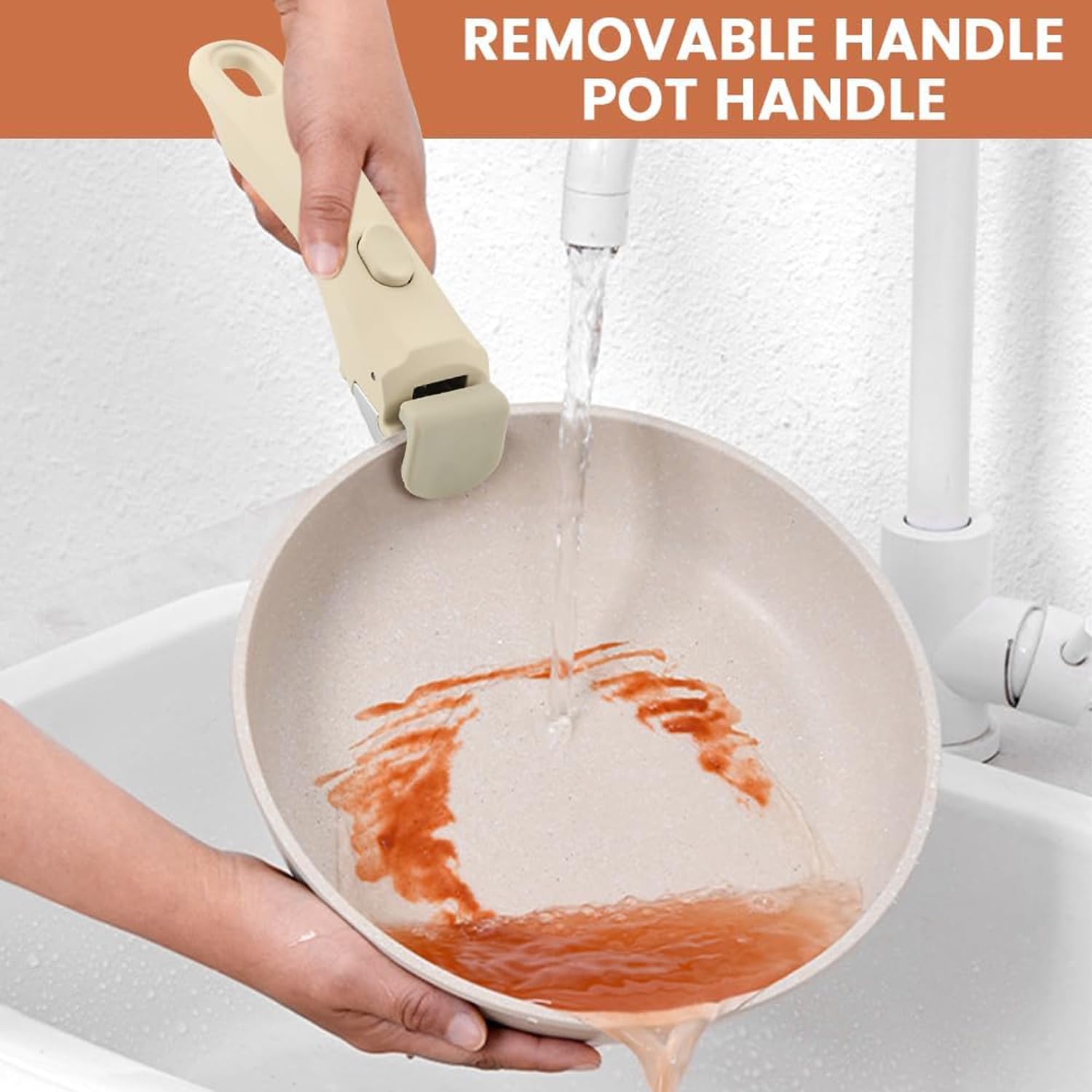 Removable Pot Handle with Quick-Release Clip - Universal Kitchen Cookware Handle Replacement for Pans and V1107-CS-CFGJWJJ