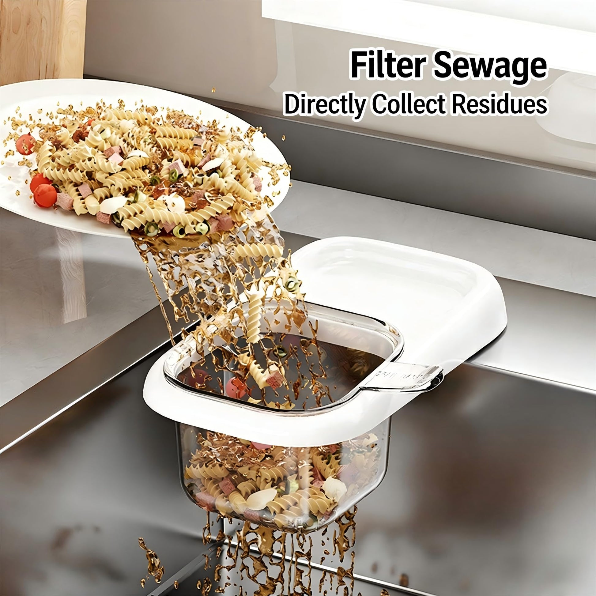 2-Pack Kitchen Sink Drain Basket - White Suction Mount Strainer for Food Waste, Tea Leaves & Vegetables - V1107-CS-CFSCLSL