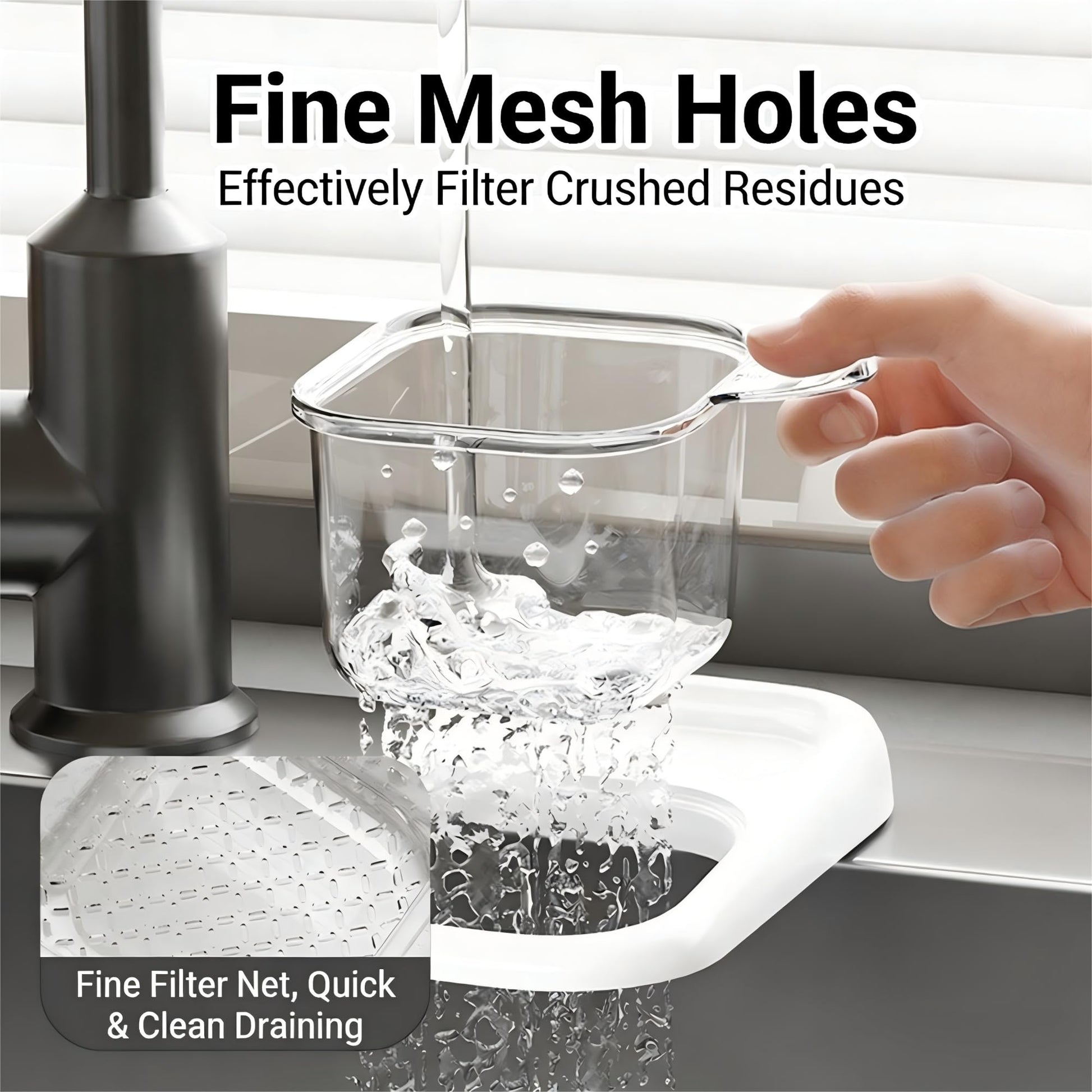 2-Pack Kitchen Sink Drain Basket - White Suction Mount Strainer for Food Waste, Tea Leaves & Vegetables - V1107-CS-CFSCLSL