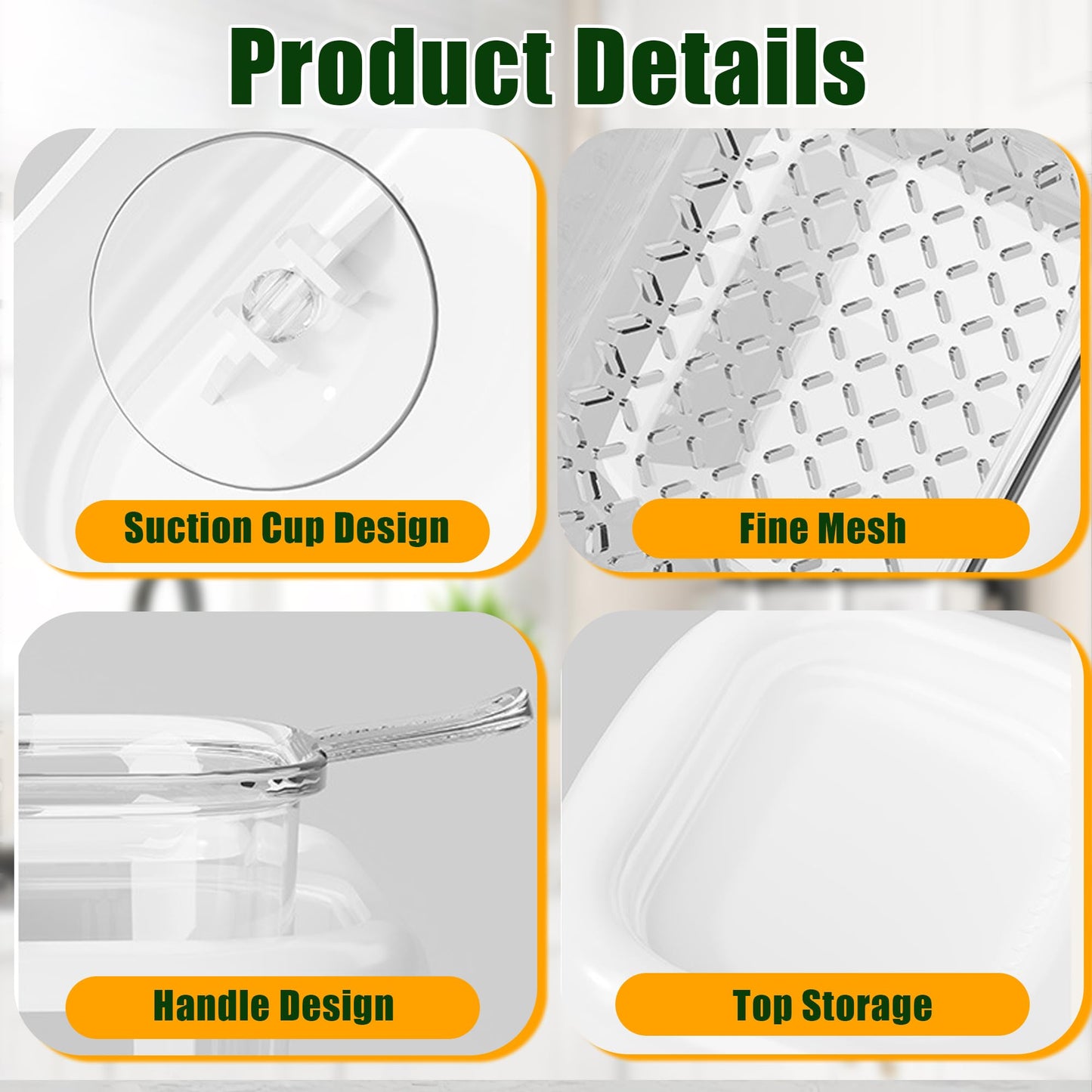2-Pack Kitchen Sink Drain Basket - White Suction Mount Strainer for Food Waste, Tea Leaves & Vegetables - V1107-CS-CFSCLSL