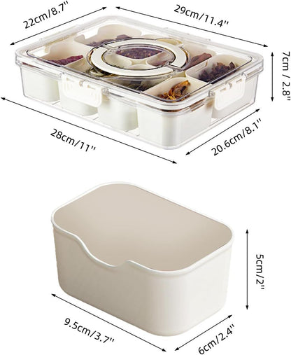 8-Compartment Sealed Snack Organizer with Handle for Fridge, Picnic & Kitchen Storage - BPA-Free Food V1107-CS-CFTLSNH