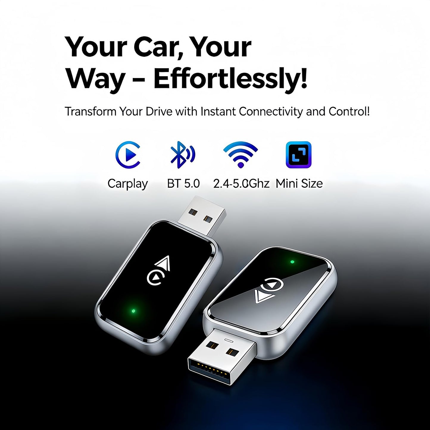 Wireless CarPlay Adapter 2-in-1 for iPhone & Android - Bluetooth 5.0 USB Dongle with OTA Update and Voice V1107-CS-CJHLHZ