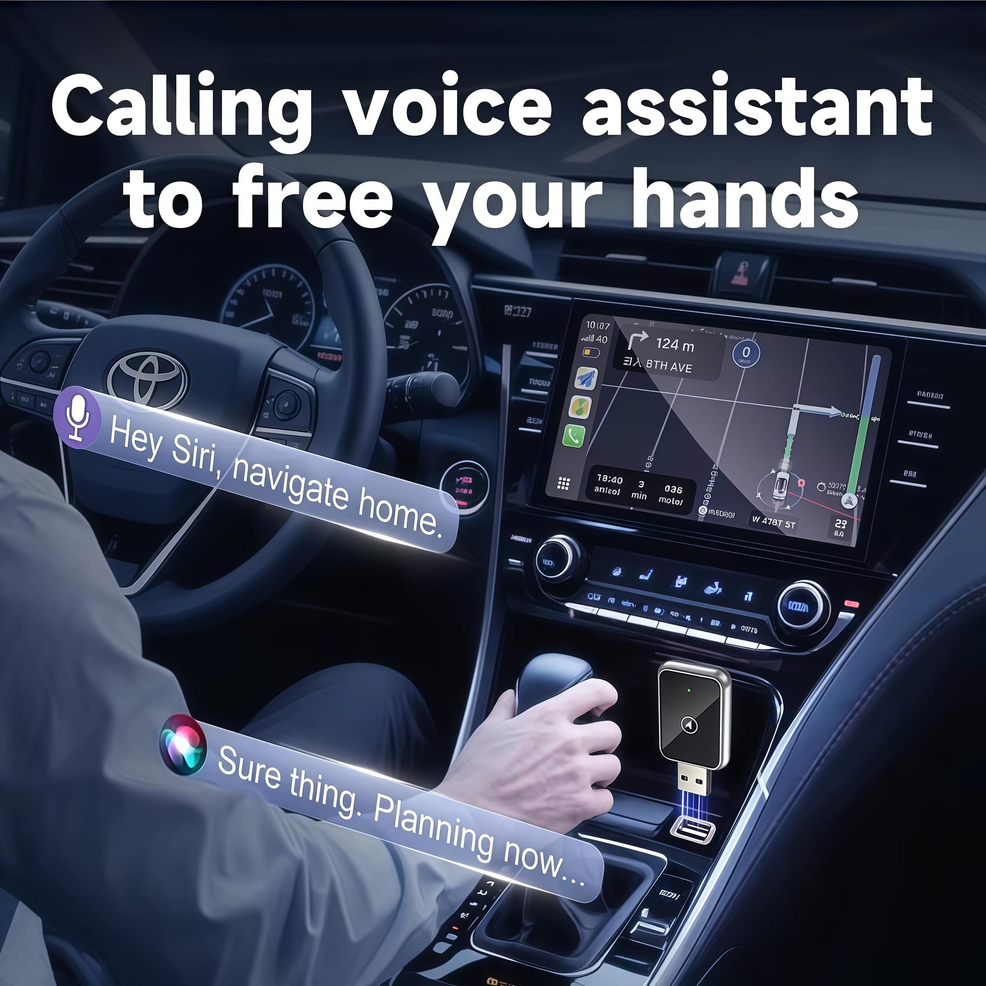 Wireless CarPlay Adapter 2-in-1 for iPhone & Android - Bluetooth 5.0 USB Dongle with OTA Update and Voice V1107-CS-CJHLHZ