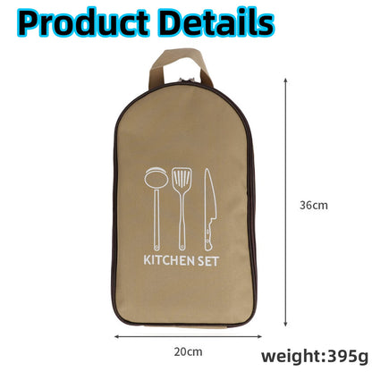 Multi-Functional Outdoor Kitchen Utensil Organizer - Durable Travel Storage Bag with Elastic Straps, Mesh V1107-CS-CJSNBK