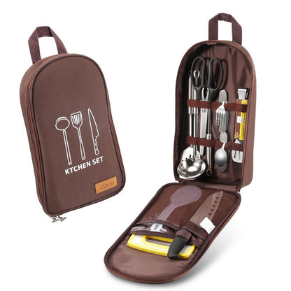 Multi-Functional Outdoor Kitchen Utensil Organizer - Durable Travel Storage Bag with Elastic Straps, Mesh V1107-CS-CJSNBZ