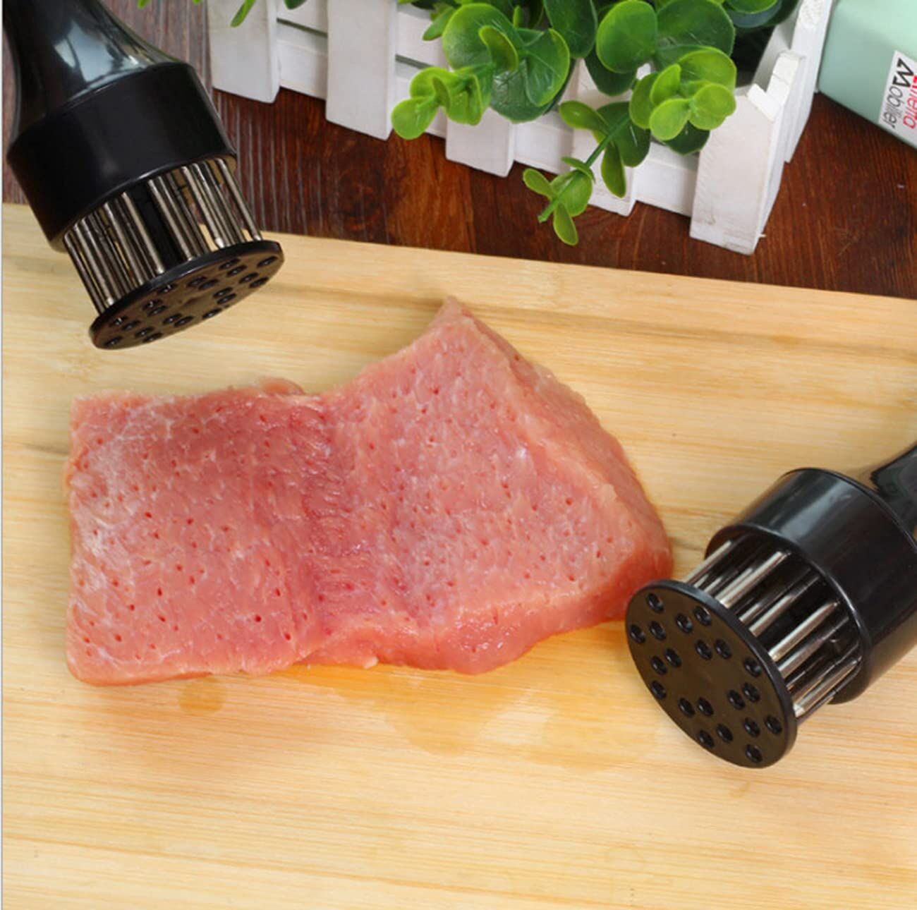 Meat Tenderizer Set with Stainless Steel Needles - 2-Piece Kitchen Tool for Marinating & Cooking Beef, V1107-CS-CKSRZ