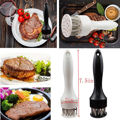 Meat Tenderizer Set with Stainless Steel Needles - 2-Piece Kitchen Tool for Marinating & Cooking Beef, V1107-CS-CKSRZ