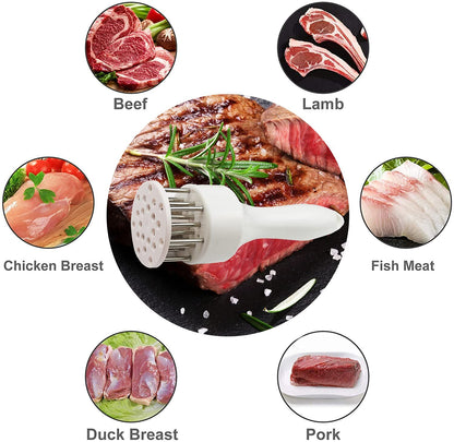 Meat Tenderizer Set with Stainless Steel Needles - 2-Piece Kitchen Tool for Marinating & Cooking Beef, V1107-CS-CKSRZ