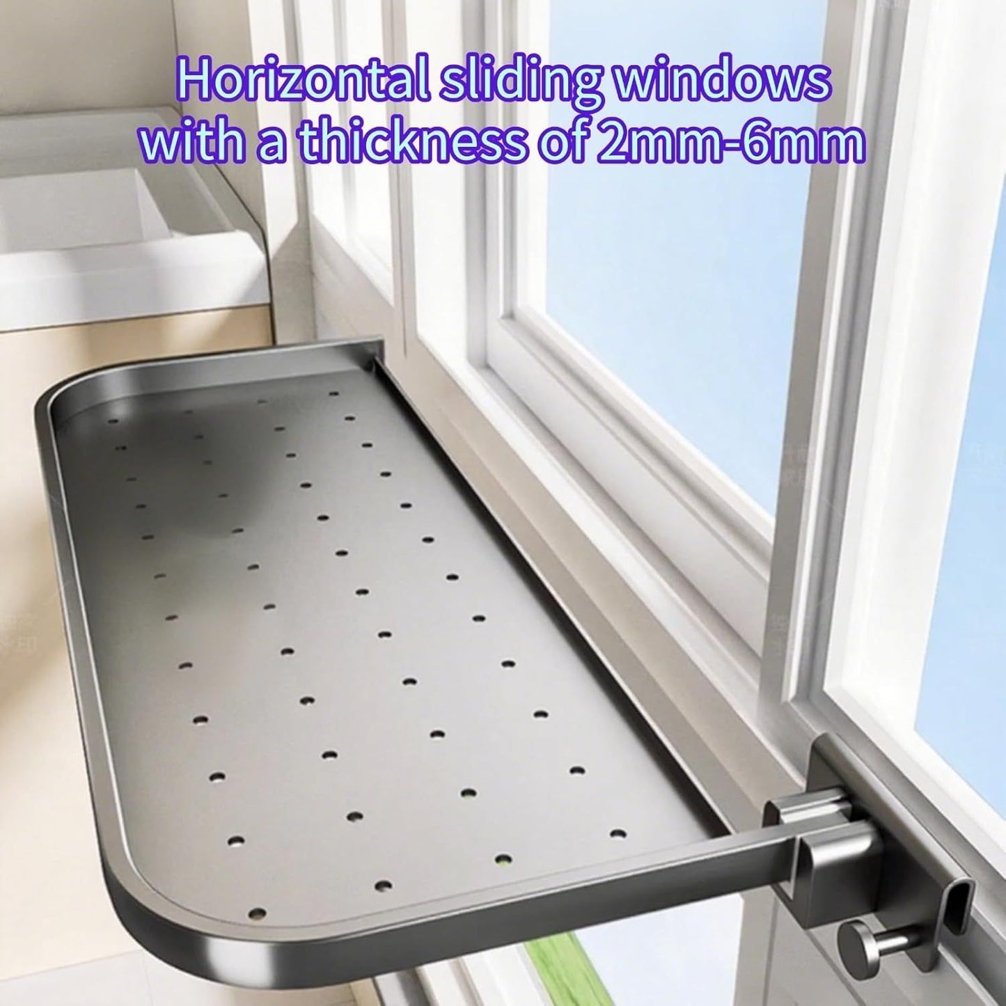 Foldable Window-Mounted Drying Rack with Clamp-on Design for Shoes, Plants & Small Items (Grey) V1107-CS-CKZWJ