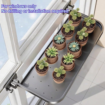 Foldable Window-Mounted Drying Rack with Clamp-on Design for Shoes, Plants & Small Items (Grey) V1107-CS-CKZWJ