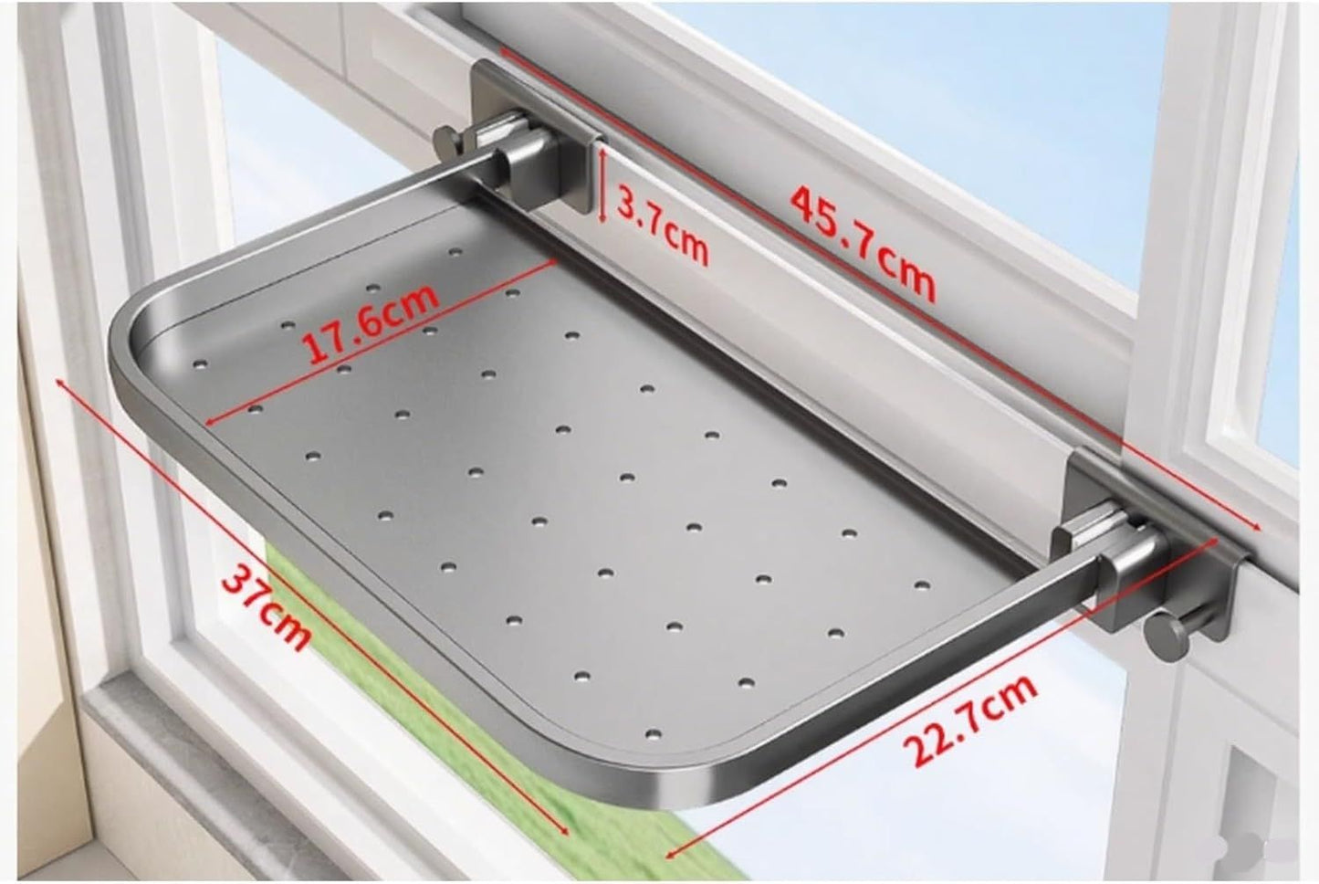 Foldable Window-Mounted Drying Rack with Clamp-on Design for Shoes, Plants & Small Items (Grey) V1107-CS-CKZWJ