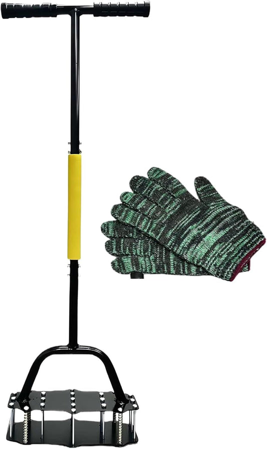 Manual Lawn Aerator Tool with Spring-Loaded Spikes, Heavy-Duty Soil Loosener for Garden Yard, Adjustable V1107-CS-CPTQGJ