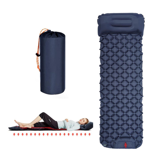 Ultralight Camping Sleeping Pad: Built-in Foot Pump, Integrated Pillow - Compact, Waterproof for V1107-CS-CQCD