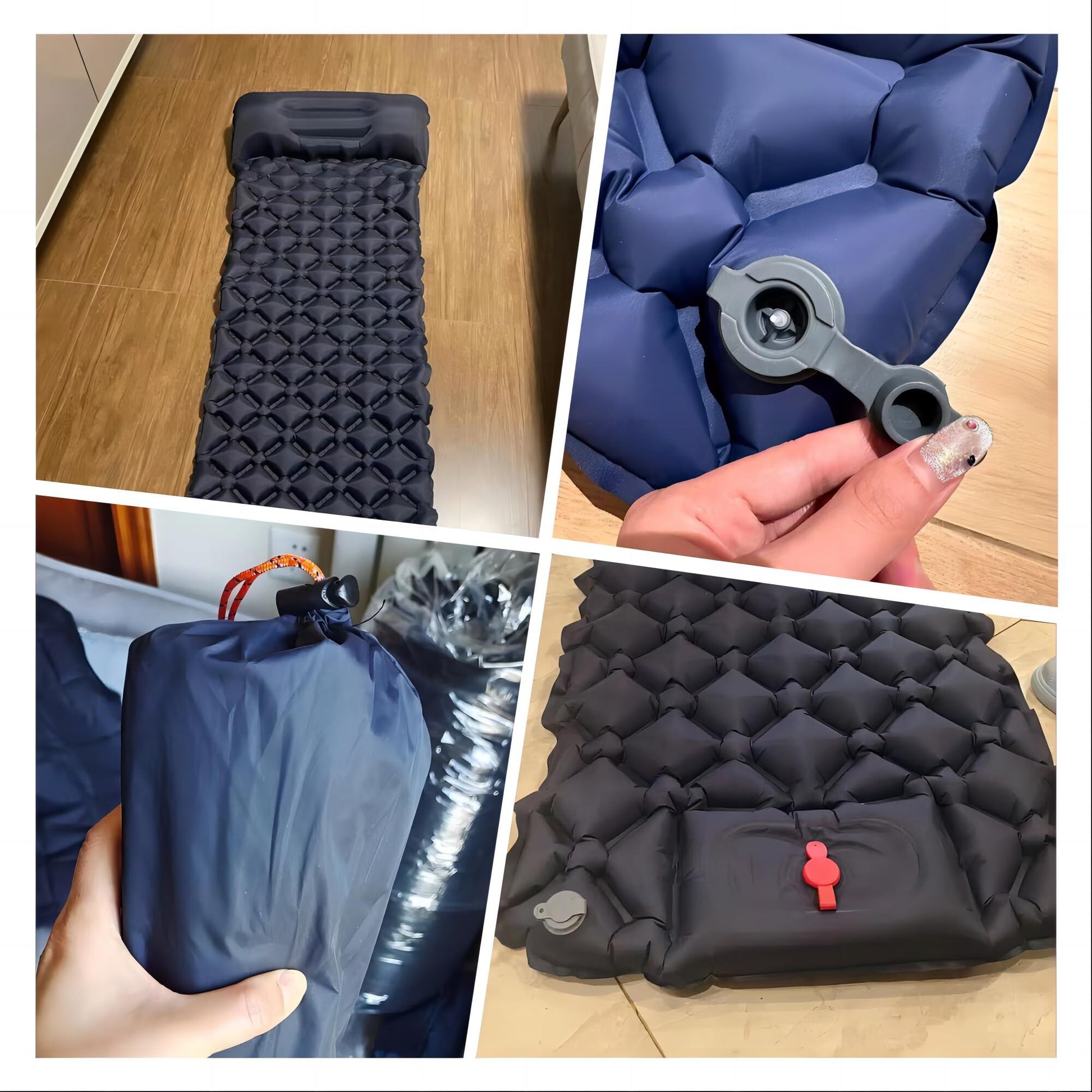 Ultralight Camping Sleeping Pad: Built-in Foot Pump, Integrated Pillow - Compact, Waterproof for V1107-CS-CQCD