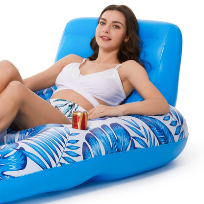 Inflatable Pool Lounger Float with Backrest & Cup Holders - U-Shaped Floating Chair for Pool, Lake, Beach V1107-CS-CQTYFP