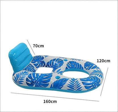 Inflatable Pool Lounger Float with Backrest & Cup Holders - U-Shaped Floating Chair for Pool, Lake, Beach V1107-CS-CQTYFP