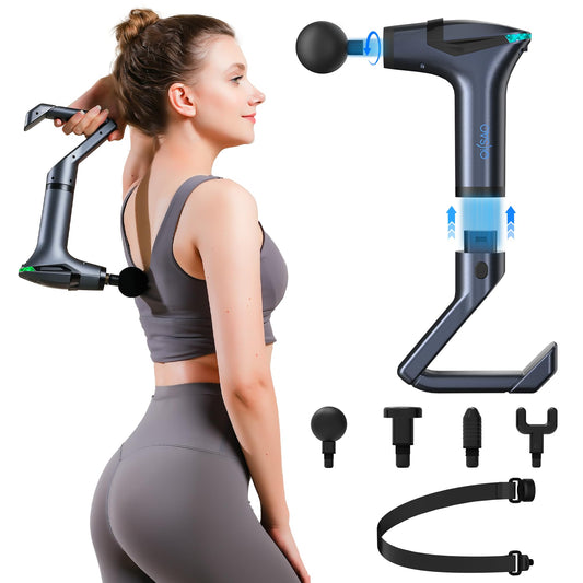 Black 3-in-1 Massage Gun with Extendable Handle & Back Strap - 12-Speed Deep Tissue Muscle Massager, 4 V1107-CS-CSBJMQ1
