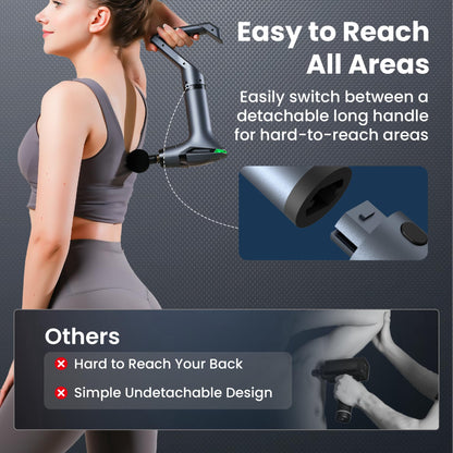 Black 3-in-1 Massage Gun with Extendable Handle & Back Strap - 12-Speed Deep Tissue Muscle Massager, 4 V1107-CS-CSBJMQ1