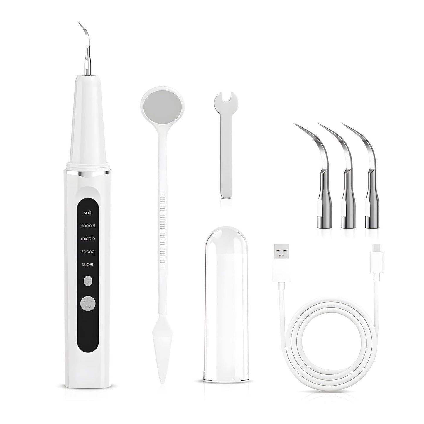 High-End Ultrasonic Tooth Cleaner with LED Light & Smart Gum Protection - 5 Modes, IPX7 Waterproof, V1107-CS-CSBJYQB