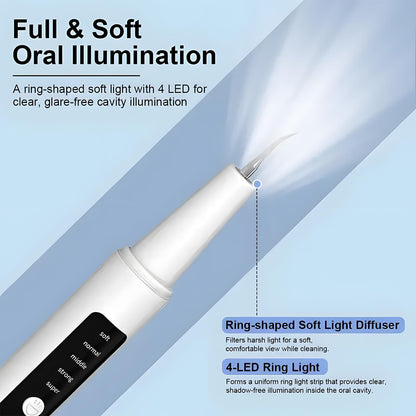 High-End Ultrasonic Tooth Cleaner with LED Light & Smart Gum Protection - 5 Modes, IPX7 Waterproof, V1107-CS-CSBJYQH