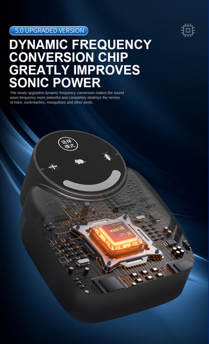 USB Ultrasonic Pest Repeller with Dynamic Frequency & Flash Light - Smart Rat, Mosquito & Cockroach Deterrent V1107-CS-CSBQSQ