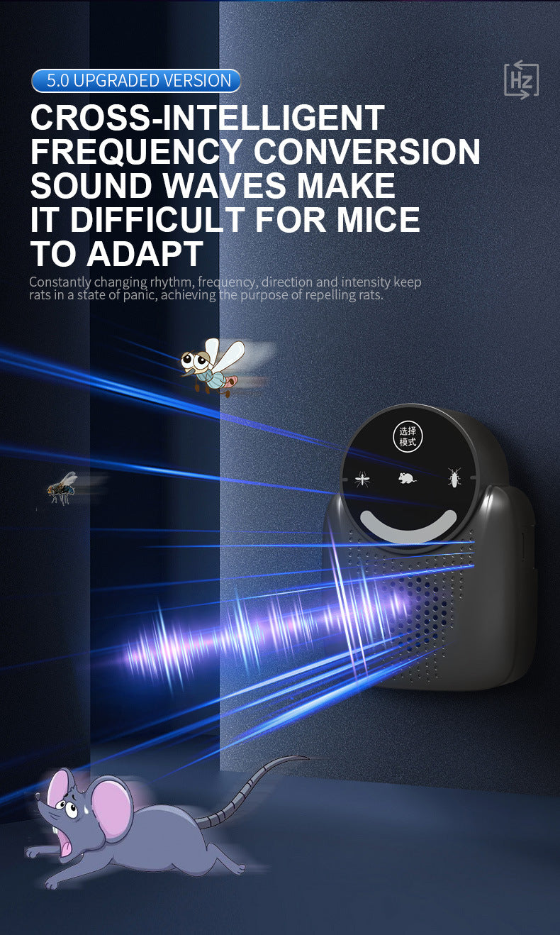 USB Ultrasonic Pest Repeller with Dynamic Frequency & Flash Light - Smart Rat, Mosquito & Cockroach Deterrent V1107-CS-CSBQSQ